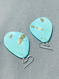 Native American Elaborate Santo Domingo Turquoise Large Slab Sterling Silver Earrings-Nativo Arts