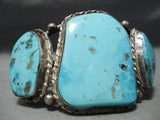 Museum Vintage Native American Navajo Natural Blue Turquoise Sterling Silver Bracelet Old-Nativo Arts