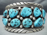 Massive Vintage Native American Navajo Old Kingman Turquoise Sterling Silver Bracelet-Nativo Arts