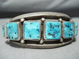 Magnificent Vintage Native American Hopi Kingman Turquoise Sterling Silver Bracelet Old-Nativo Arts