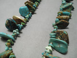 Stunning Vintage Native American Navajo Teardrop Royston Turquoise Sterling Silver Necklace-Nativo Arts