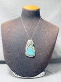 Mesmerizing Vintage Native American Navajo Old Kingman Turquoise Sterling Silver Necklace-Nativo Arts
