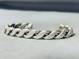 Thick Twist Hand Woven Vintage Native American Navajo Sterling Silver Bracelet Cuff-Nativo Arts