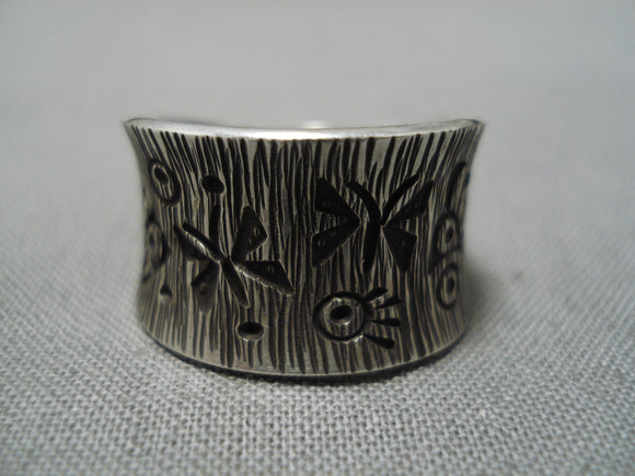 Wonderful Vintage Navajo Detailed Silver Work Native American Ring-Nativo Arts