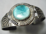 Earlier 1900's Vintage Native American Navajo Carico Lake Turquoise Sterling Silver Bracelet Old-Nativo Arts