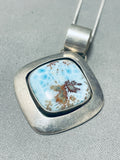 Cute Vintage Native American Navajo Sky Blue Turquoise Sterling Silver Necklace-Nativo Arts