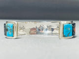 Long Yei Kachina Native American Navajo Turquoise Sterling Silver Inlay Bracelet-Nativo Arts