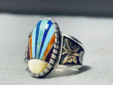 Native American One Of The Best Vintage Inlay 14k Gold Marked Sterling Silver Ring-Nativo Arts