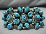 Stunning Vintage Native American Navajo Turquoise Cluster Sterling Silver Bracelet Cuff-Nativo Arts