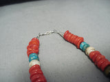 Big Coral Singer Native American Navajo Sterling Silver Turquoise Necklace-Nativo Arts