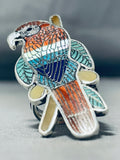 The Most Detailed Hand Carved Native American Turquoise Sterling Silver Parrot-Nativo Arts