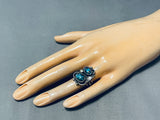 Sensational Vintage Native American Navajo Morenci Turquoise Sterling Silver Ring-Nativo Arts
