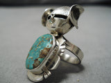 Incredible Detailed Native American Navajo Royston Turquoise Sterling Silver Kachina Ring-Nativo Arts