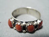 Marvelous Bahe Navajo Coral Sterling Silver Ring Native American-Nativo Arts