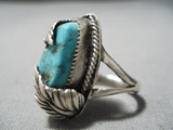 Impressive Vintage Native American Navajo Turquoise Sterling Silver Ring Old-Nativo Arts