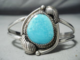 Expressive Vintage Native American Navajo Kingman Turquoise Sterling Silver Bracelet Old-Nativo Arts