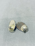 Cute Domed Turquoise Vintage Native American Navajo Sterling Silver Earrings Old-Nativo Arts