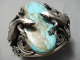 Huge Navajo Lizards Turquoise Sterling Silver Native American Bracelet-Nativo Arts