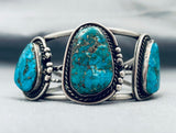 Phenomenal Vintage Native American Navajo Old Kingman Turquoise Sterling Silver Bracelet-Nativo Arts