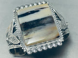 One Of The Most Unique Vintage Native American Navajo Petrified Wood Sterling Silver Bracelet-Nativo Arts