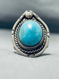 Amazing Vintage Native American Navajo Easter Blue Turquoise Sterling Silver Ring-Nativo Arts