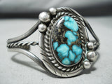 Intense Vintage Native American Navajo Deep Spiderweb Turquoise Sterling Silver Bracelet-Nativo Arts