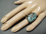 Outstanding San Felipe Signed Pilot Mountain Turquoise Sterling Silver Ring-Nativo Arts