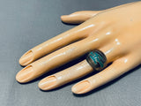 Very Old Vintage Native American Navajo Turquoise Bird Sterling Silver Ring-Nativo Arts