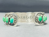 Unique Vintage Native American Navajo Green Turquoise Sterling Silver Bracelet-Nativo Arts