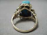 Rare Huge 14k Gold Vintage Navajo Turquoise Nugget Native American Ring-Nativo Arts