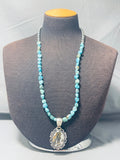 Joseph Paul White Buffalo Turquoise Native American Navajo Sterling Silver Necklace-Nativo Arts