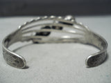 Early Huge Ball Vintage Native American Navajo Sterling Silver Bracelet Cuff Old-Nativo Arts