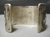 Huge Vintage Native American Navajo Dancing Kokopelli Sterling Silver Bracelet Old-Nativo Arts
