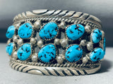 Important Mens Vintage Native American Navajo Tom Moore Turquoise Sterling Silver Bracelet-Nativo Arts