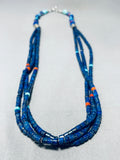 One Of The Most Unique Native American Navajo Lapis Turquoise Sterling Silver Necklace-Nativo Arts