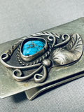 Noteworthy Vintage Native American Navajo Morenci Turquoise Sterling Silver Money Clip-Nativo Arts