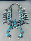 366 Gram Gasp! Native American Navajo Turquoise Sterling Silver Squash Blossom Necklace-Nativo Arts