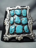 One Of The Biggest Best Vintage Native American Navajo Turquoise Sterling Silver Ketoh Bracelet-Nativo Arts