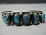 Important Vintage Native American Navajo Last Chance Mine Turquoise Sterling Silver Bracelet Old-Nativo Arts
