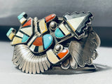 Important Alonzo Hustitto Vintage Native American Zuni Inlay Sterling Silver Bracelet-Nativo Arts