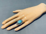 Amazing Vintage Native American Navajo Easter Blue Turquoise Sterling Silver Ring-Nativo Arts