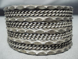 Hand Wrought Vintage Native American Navajo Sterling Silver 13 Shank Bracelet Old-Nativo Arts