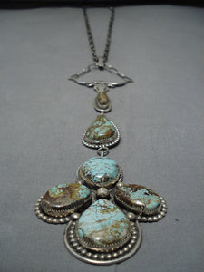 Vintage Navajo Royston Turquoise Native American Sterling Silver Necklace-Nativo Arts