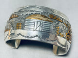 Best Hogan Vintage Native American Navajo End Turquoise Inlay Sterling Silver Bracelet-Nativo Arts