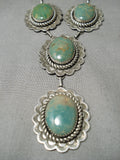 Amazing Green Turquoise Native American Sterling Silver Necklace-Nativo Arts