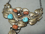 Harry B Yazzie Vintage Native American Navajo Turquoise Sterling Silver Gold Necklace-Nativo Arts