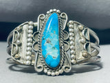 Ornate Vintage Native American Navajo Kingman Turquoise Sterling Silver Bracelet-Nativo Arts