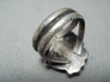 Marvelous Vintage Native American Navajo Blue Gem Turquoise Sterling Silver Ring-Nativo Arts
