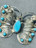 Happiness And Peace Vintage Native American Navajo Turquoise Butterfly Sterling Silver Pin-Nativo Arts