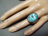 Heavy Men's Vintage Native American Navajo Turquoise Sterling Silver Ring Old-Nativo Arts